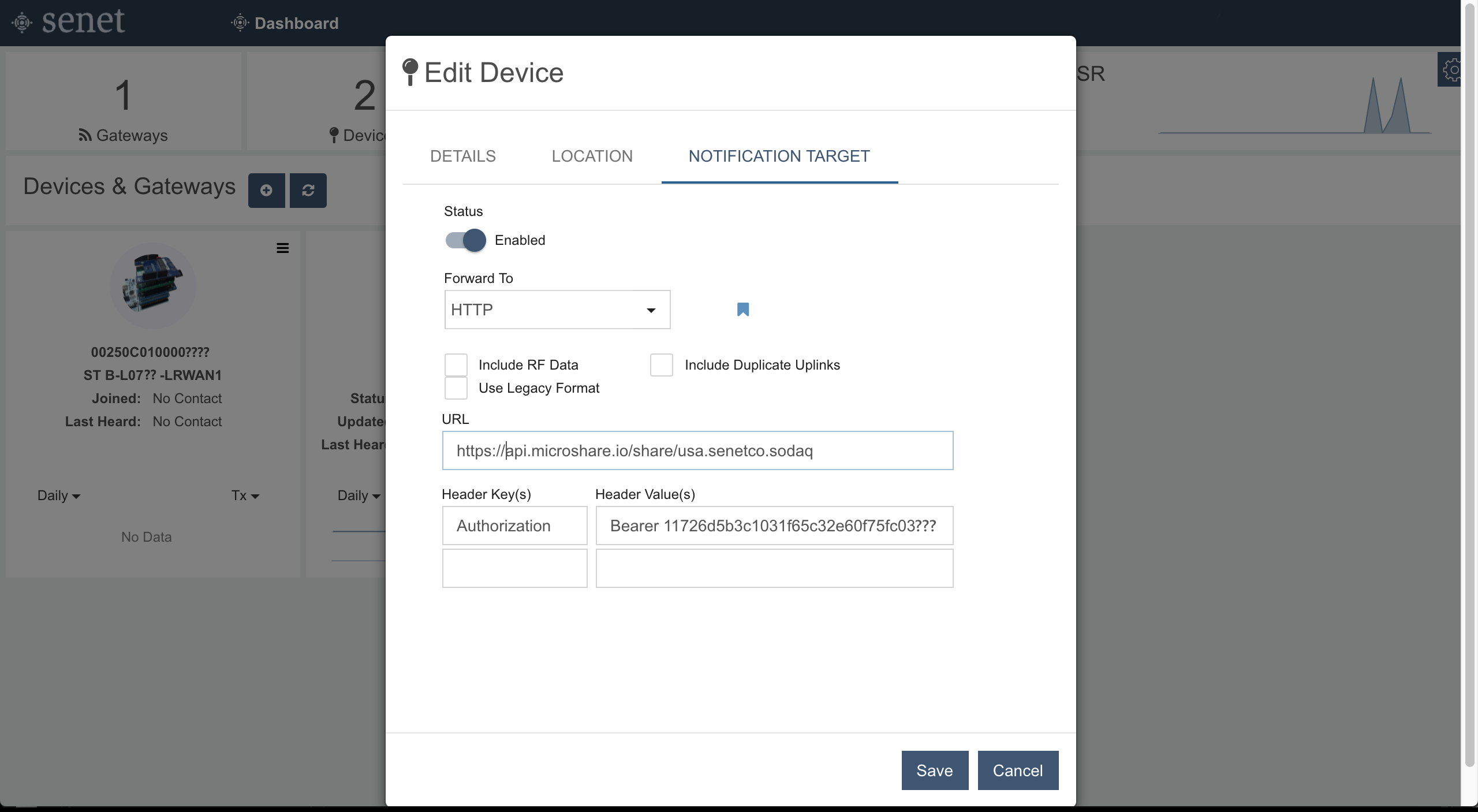 Microshare notification target