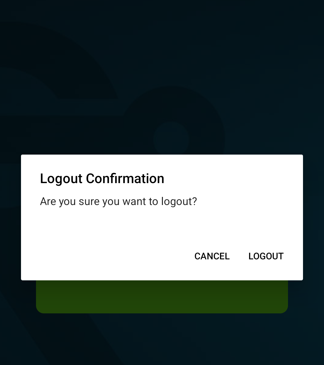 Log out confirmation